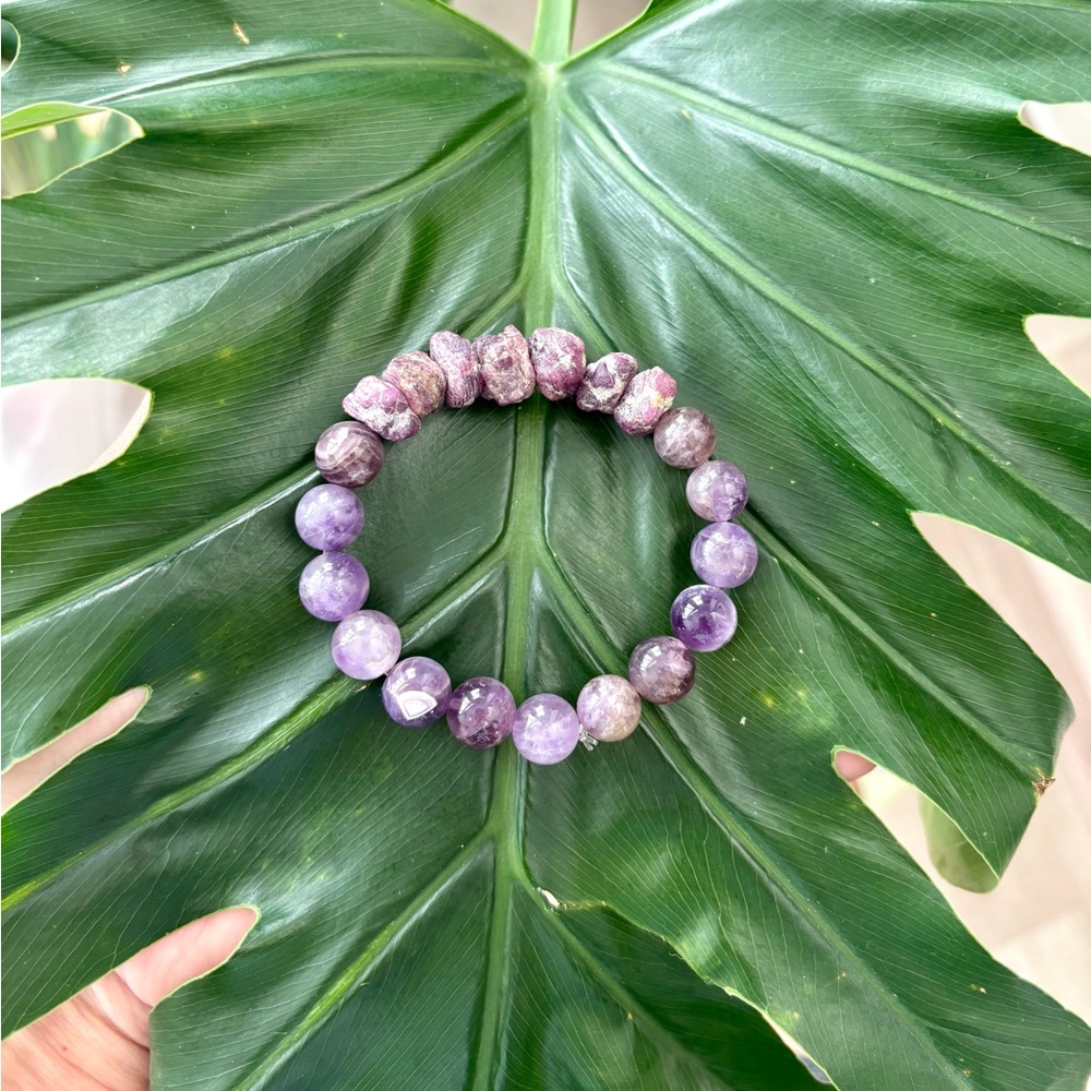 Rough Ruby & Chevron Amethyst Bracelet - image 2